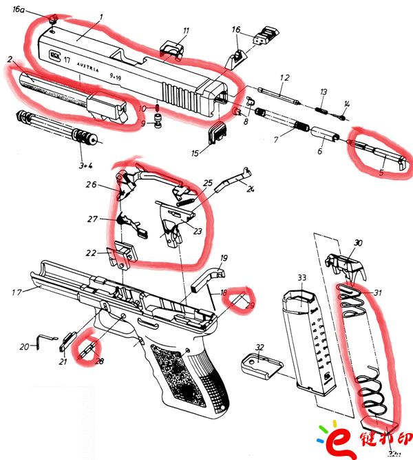3d打印槍支拆解模型圖 3d打印槍支拆解模型圖